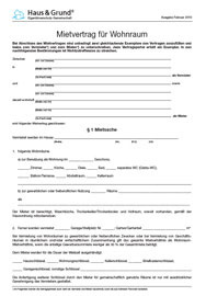 Mietvertrag f�r Wohnraum